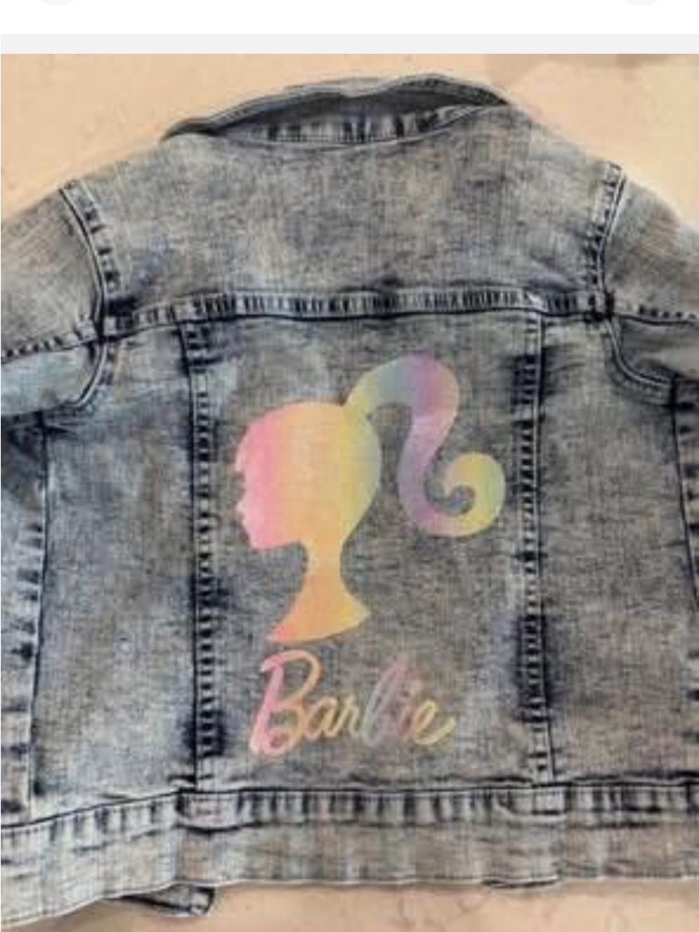 Barbie Pastel Ombre Silhouette Denim Jacket - Blue